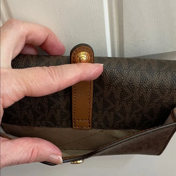 Michael Kors MiniSignature Brown Crossbody Bag with Gold Accents